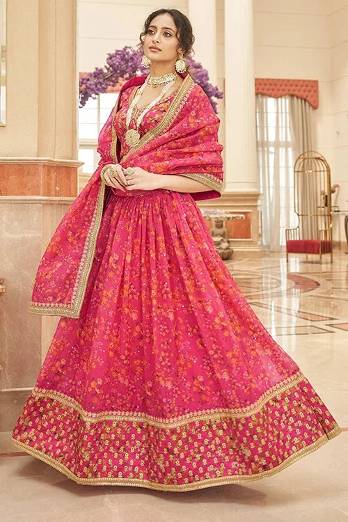 Pink Latest Lehenga Choli In Women Collection