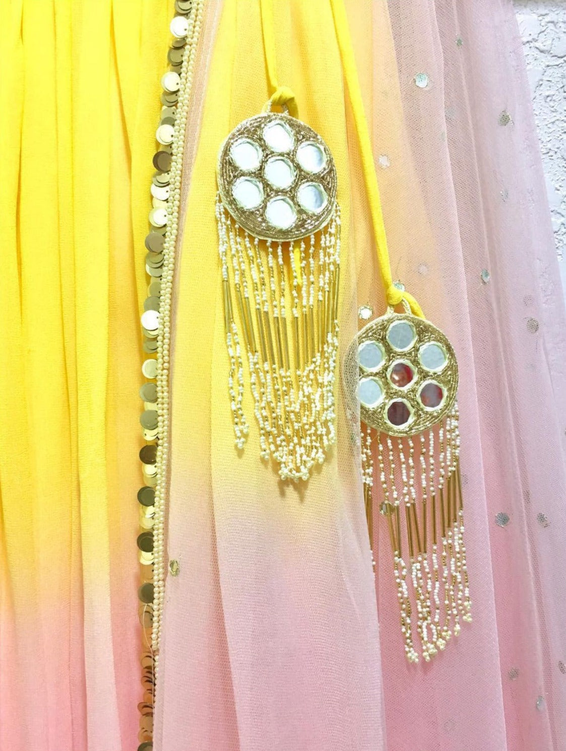 Pink N Yellow Lehenga With Heavy Work Blouse