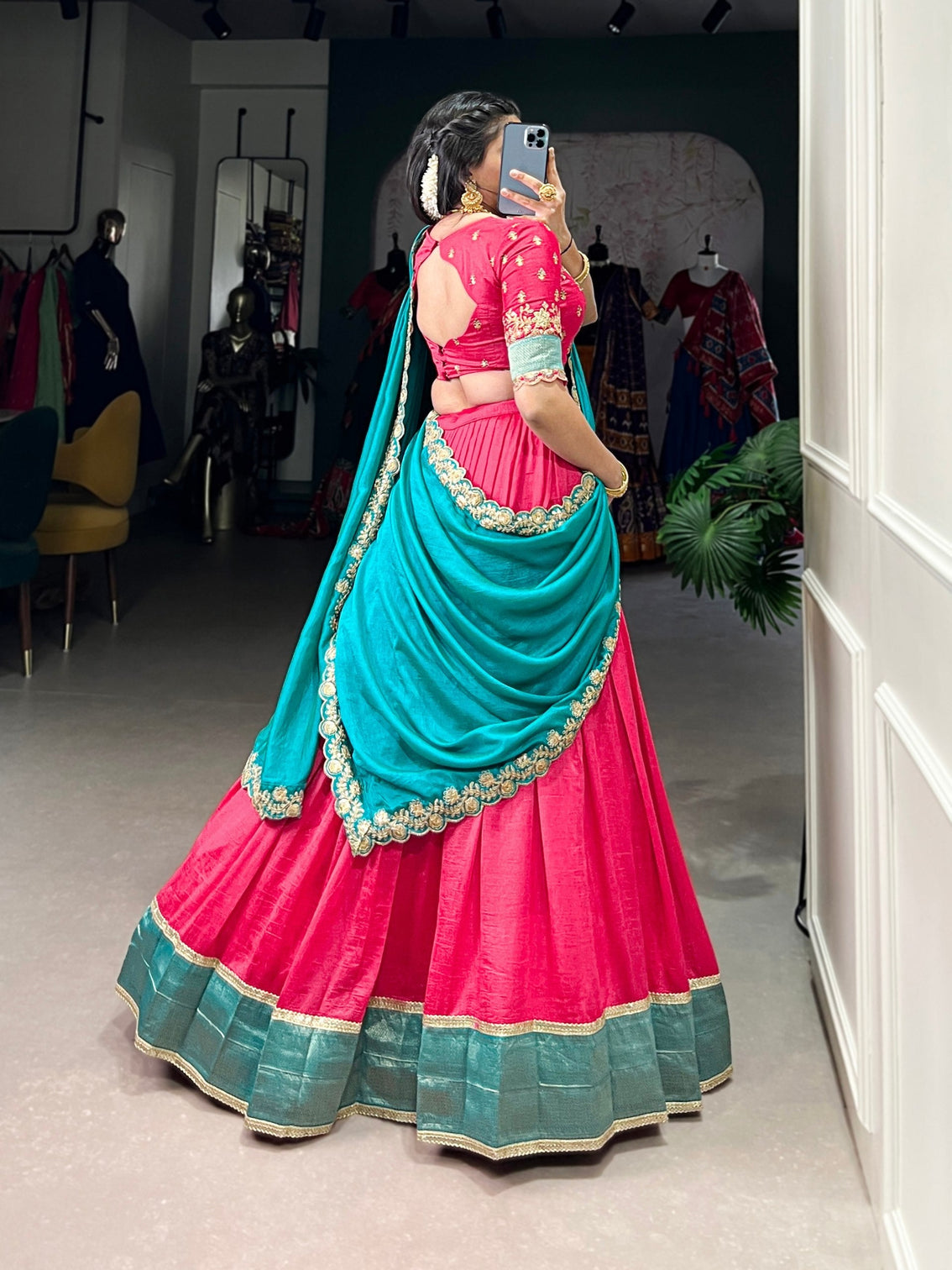 Pink Premium Vichitra Silk Lehenga Set with Zari & Sequin Detailing – 3-Piece Ensemble