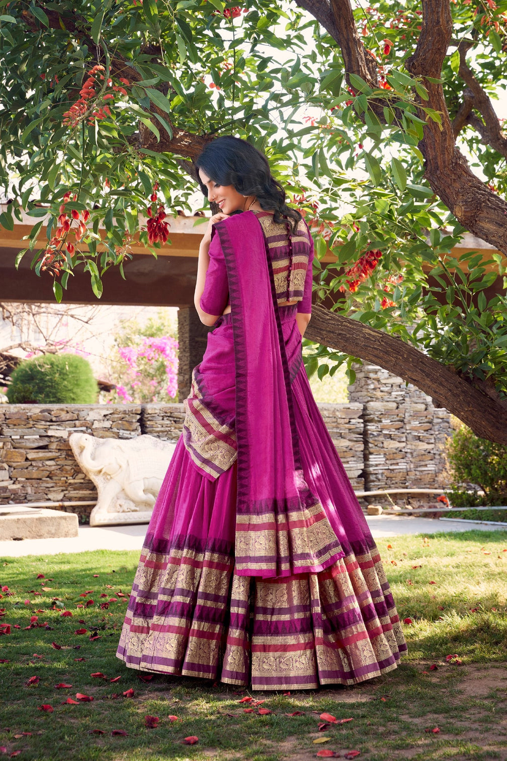 Pink Pure Chanderi Elegance Stitched Lehenga Set with Zari Weaving – 3-Piece Ensemble
