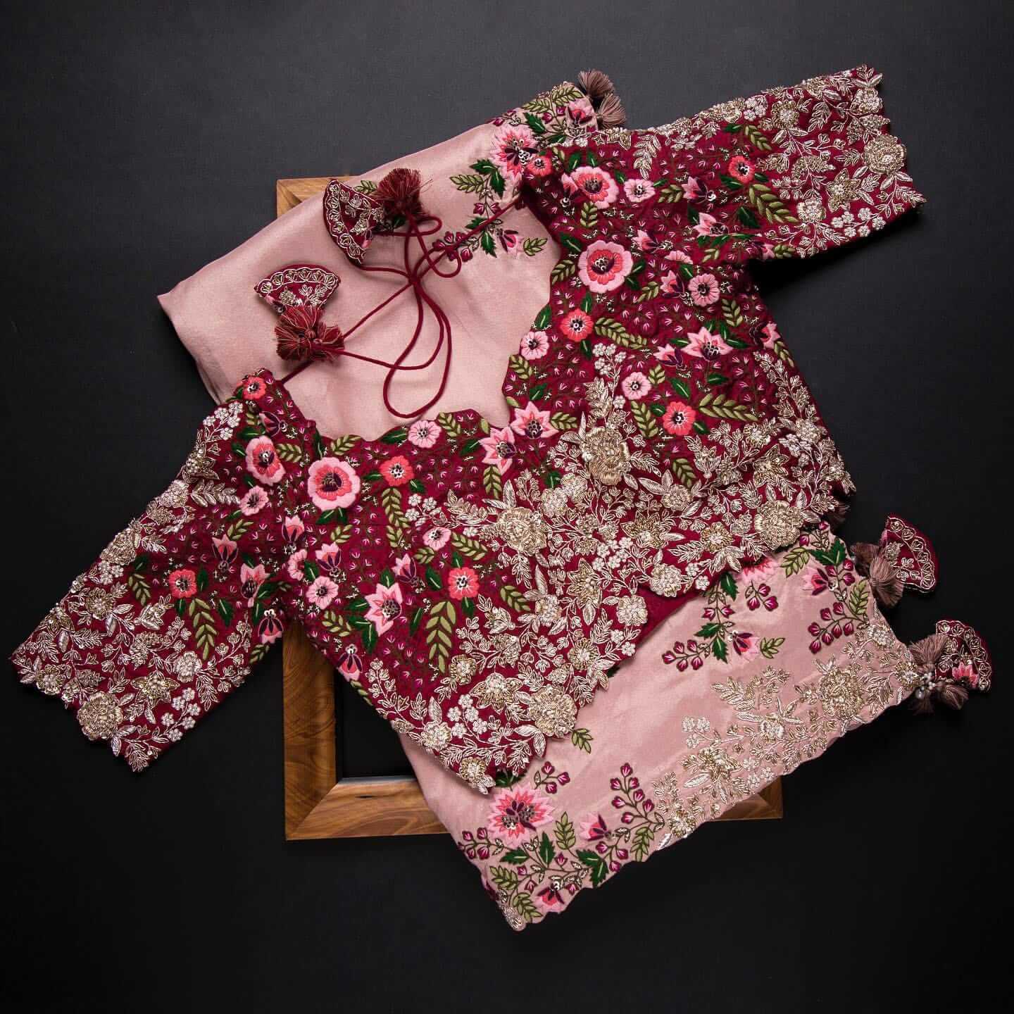 Pink Saree In Organza Silk With Resham And Zari Work