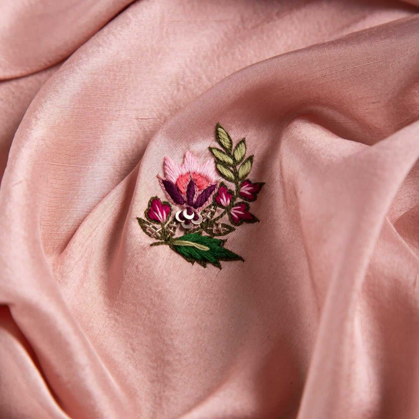 Pink Saree In Organza Silk With Resham And Zari Work