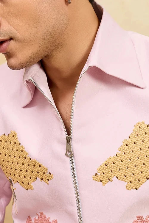 Mens Wear Special Pink Velvet Bomber Jacket Set
