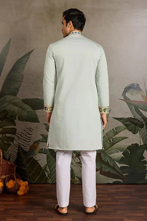 Pista Color Wedding Special Kurta Design for Mens Wear