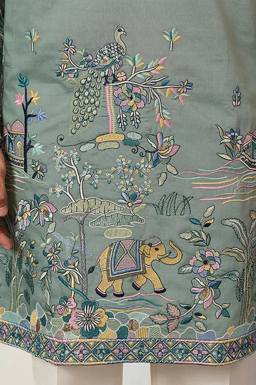 Stylish Pista Mens Wear Kurta for Wedding Occasions
