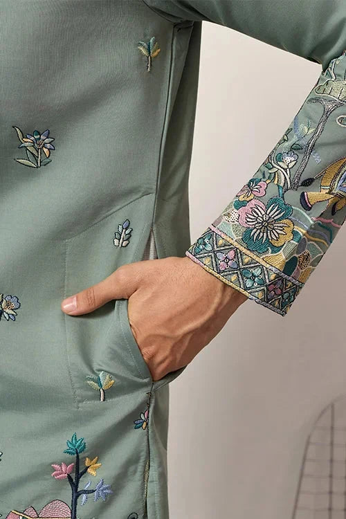 Stylish Pista Mens Wear Kurta for Wedding Occasions