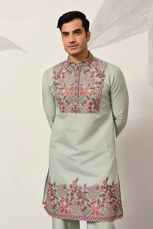 Pista Green Kurta Pant Set for Wedding & Festive Wear