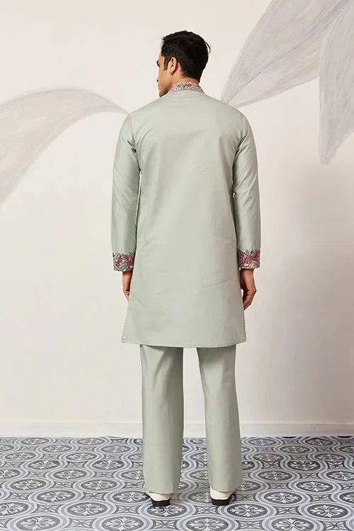 Pista Green Kurta Pant Set for Wedding & Festive Wear