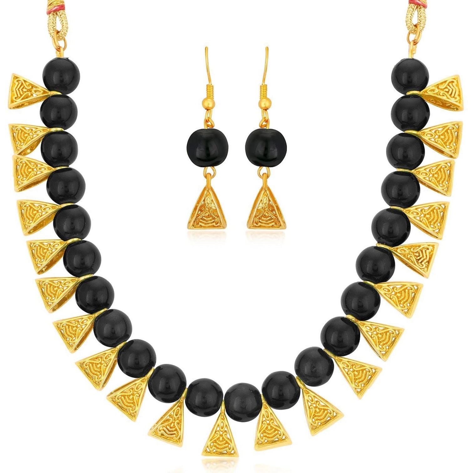 Plastic Jewel Set (Black, Gold)