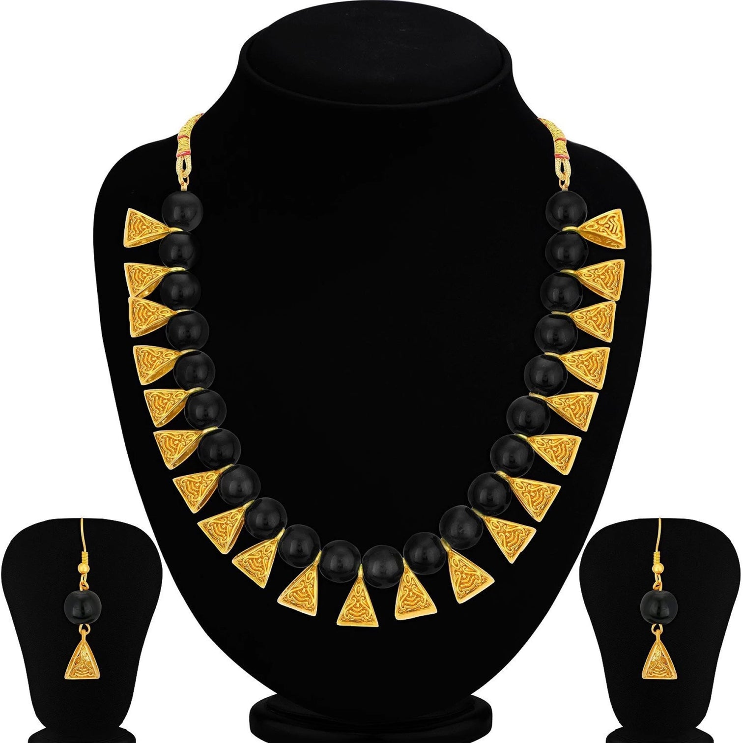 Plastic Jewel Set (Black, Gold)