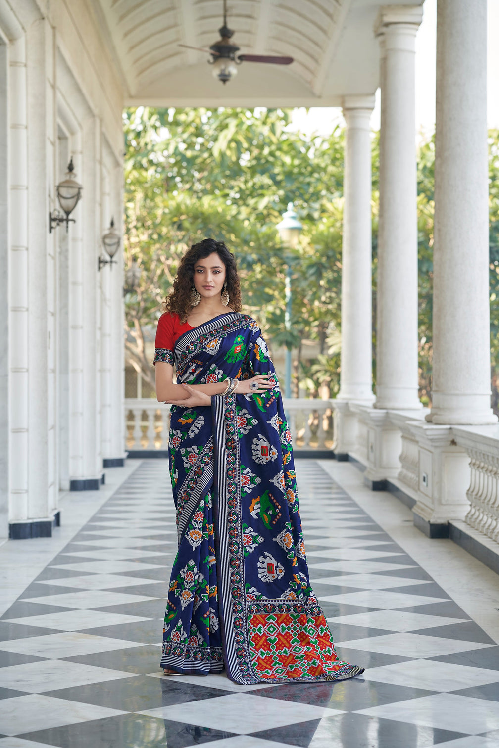 Pleasing Navy Blue Weaving Patola Silk Wedding Wear Saree