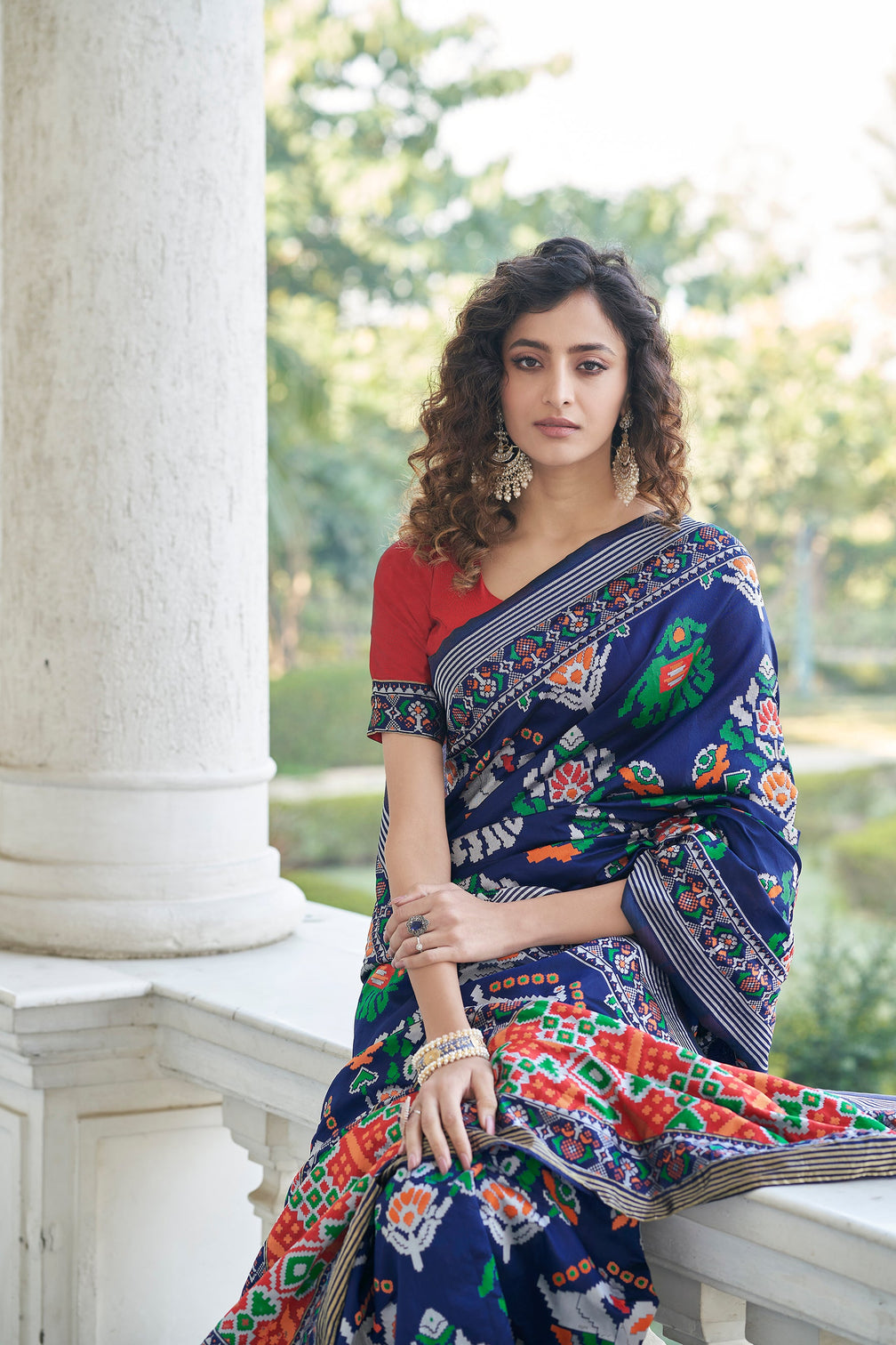 Pleasing Navy Blue Weaving Patola Silk Wedding Wear Saree