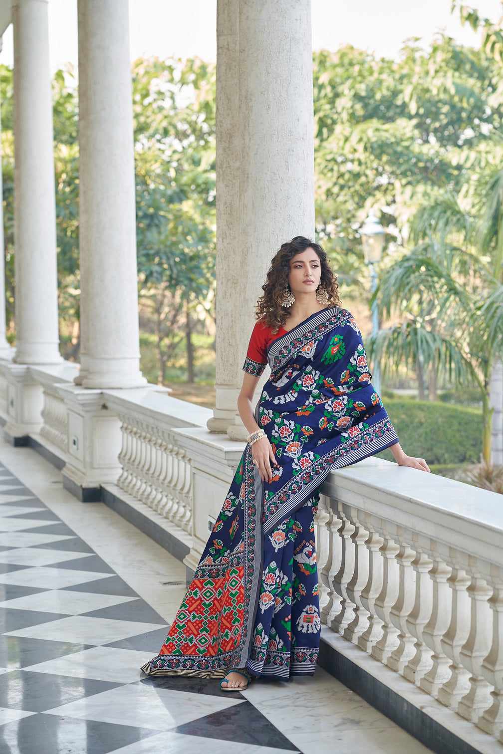 Pleasing Navy Blue Weaving Patola Silk Wedding Wear Saree