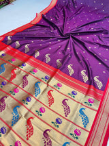 Admirable Purple Paithani Silk Saree With Cynosure Blouse Piece