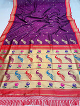 Admirable Purple Paithani Silk Saree With Cynosure Blouse Piece