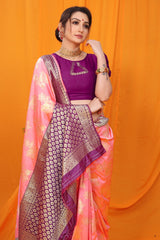 Scrumptious Baby Pink Kanjivaram Silk With Alluring Blouse Piece