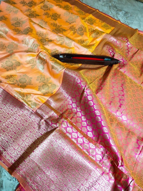 Luxuriant Peach Kanjivaram Silk With Alluring Blouse Piece