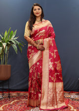 Adoring Wine Soft Banarasi Silk Saree With Vivacious Blouse Piece