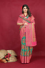 Supernal Sea Green Soft Silk Saree With Unequalled Blouse Piece