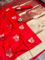 Gorgeous Red Kanjivaram Silk With Arresting Blouse Piece