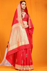 Gorgeous Red Kanjivaram Silk With Arresting Blouse Piece