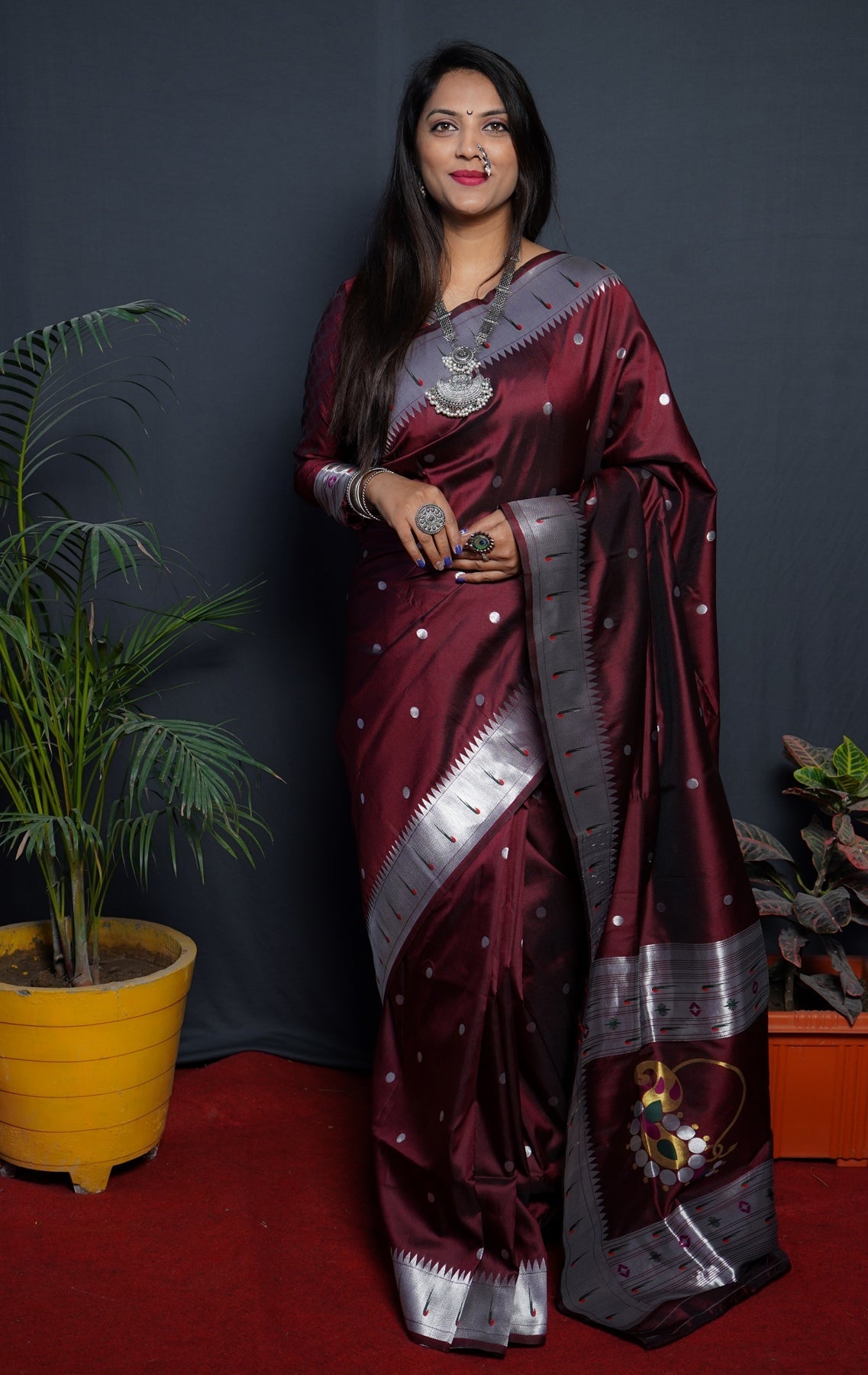Bewitching Brown Paithani Silk Saree With Angelic Blouse Piece - Mameraa