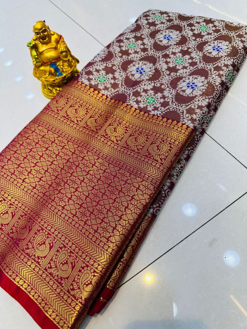 Lassitude Wine Kanjivaram Silk and Angelic Blouse Piece