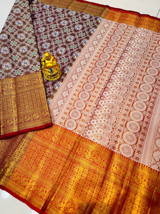 Lassitude Wine Kanjivaram Silk and Angelic Blouse Piece