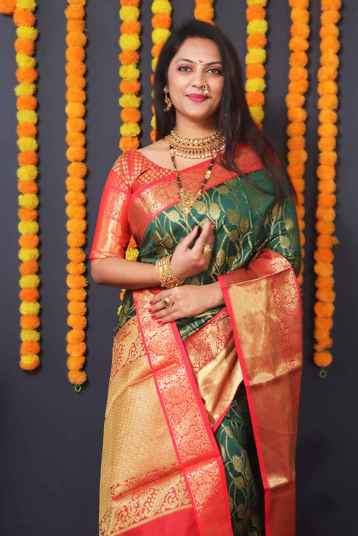 Opulent Green Kanjivaram Silk With Redolent Blouse Piece
