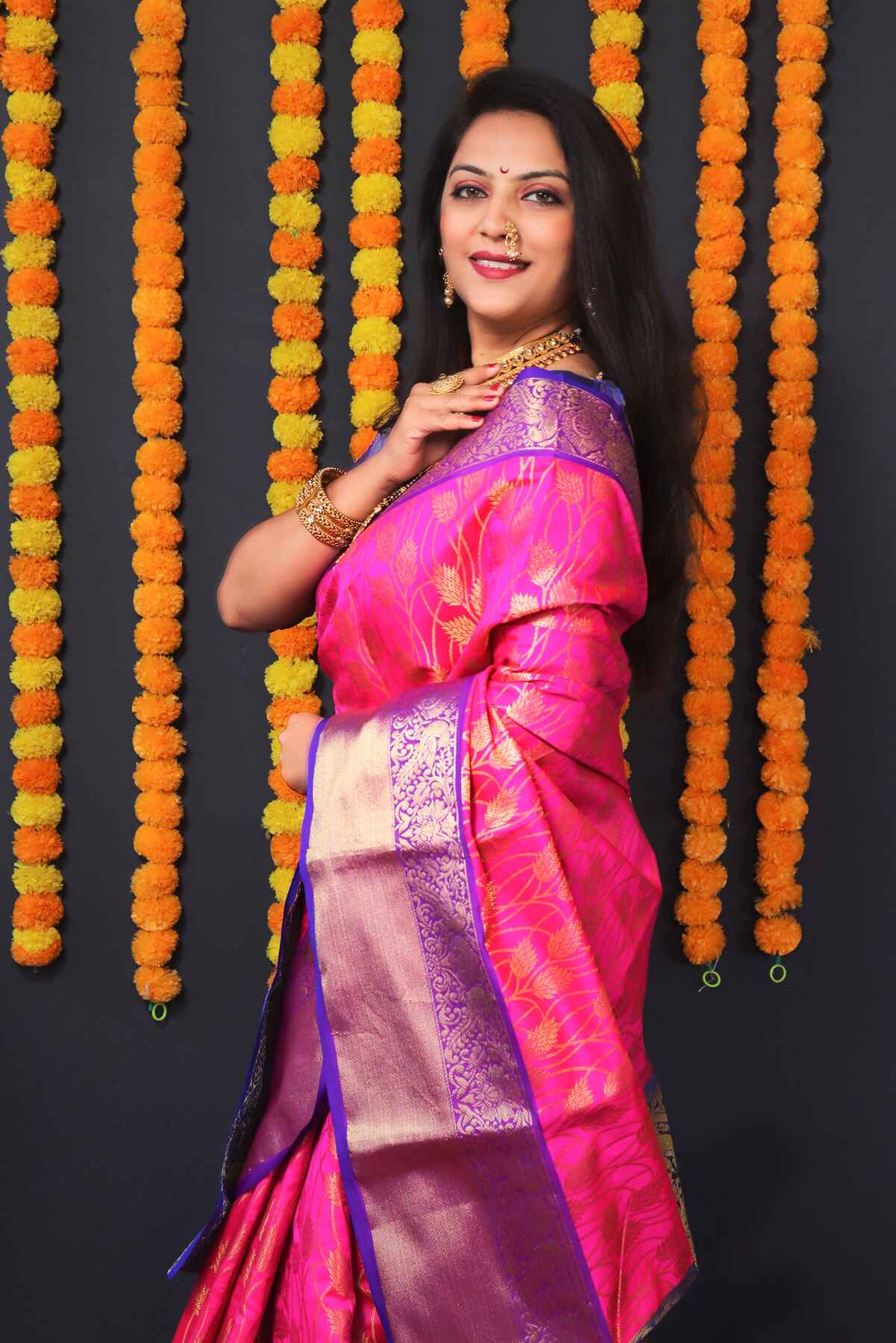 Groovy Pink Kanjivaram Silk With Redolent Blouse Piece