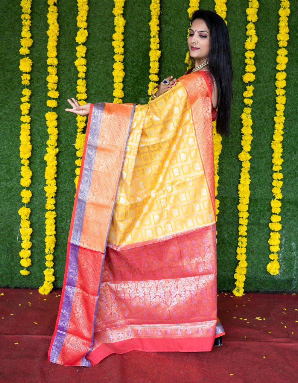 Quintessential Yellow Kanjivaram Silk With Super Deserving Blouse Piece