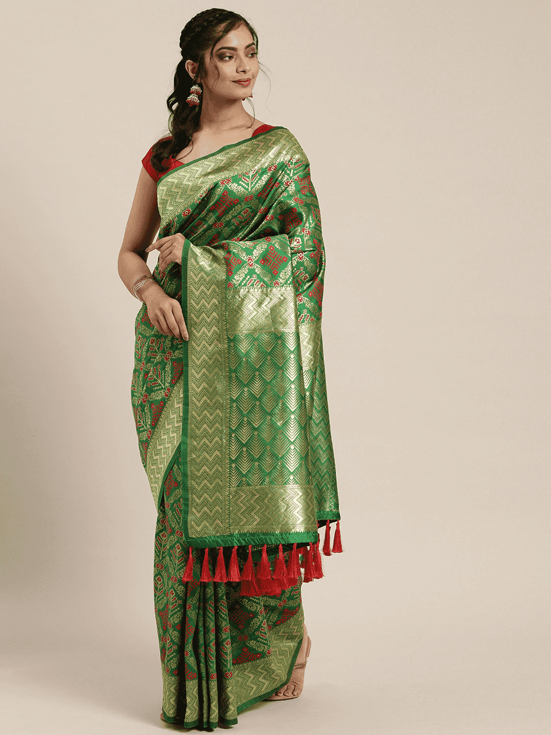 Patola Silk Saree Woven Design With Zari Border