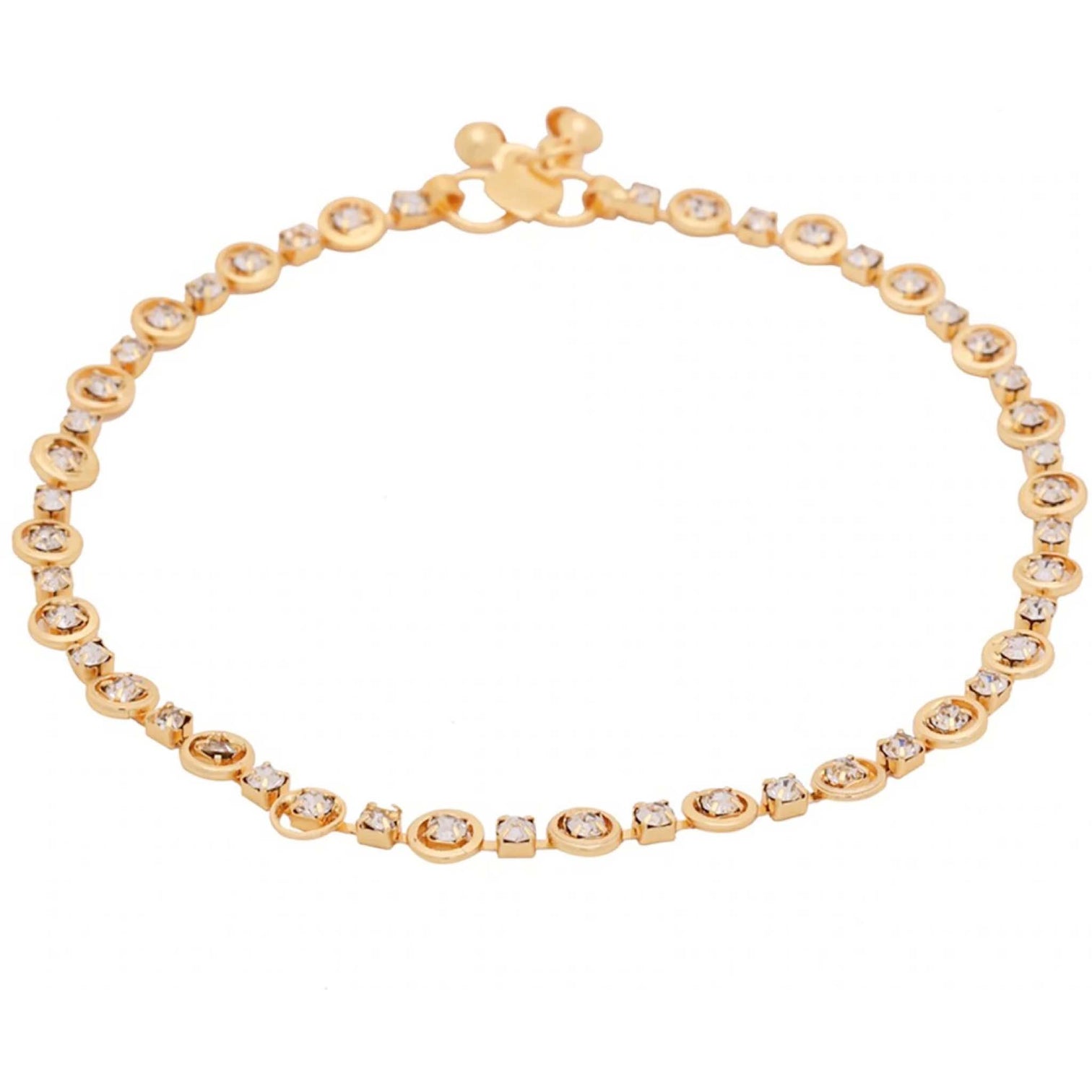 Preet Gold Anklets for Girls & Women. Brass Anklet (Pack of 2)
