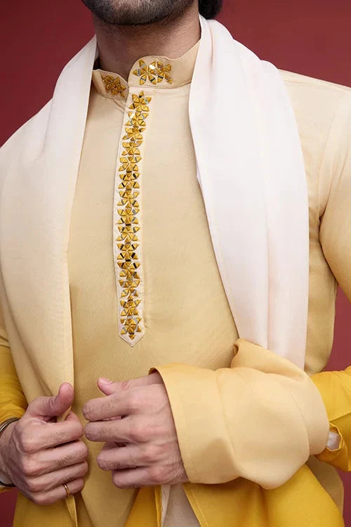 Stylish Designer Men’s Kurta Set with Real Mirror Work