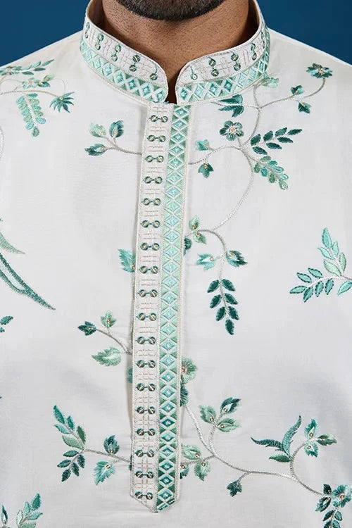 Graceful White Viscose Silk Kurta for Mens Wear