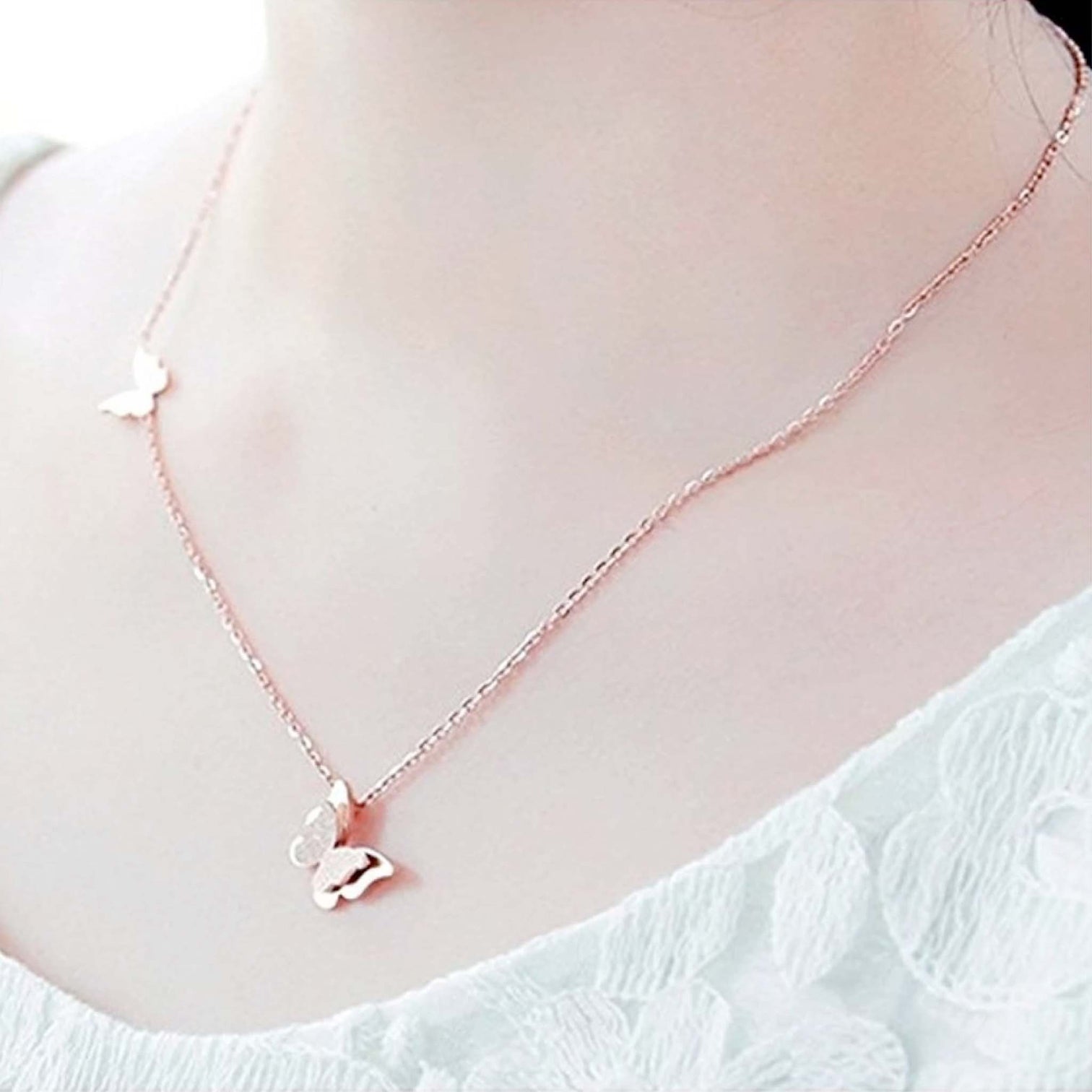 Premium Iconic Crystal Butterfly for Girls Women Brass Pendant Set