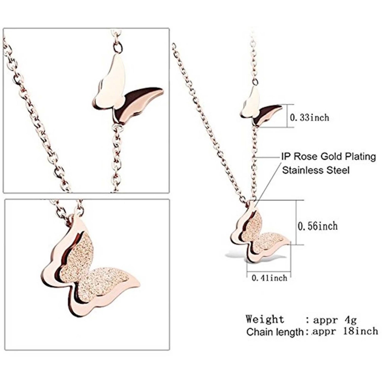 Premium Iconic Crystal Butterfly for Girls Women Brass Pendant Set