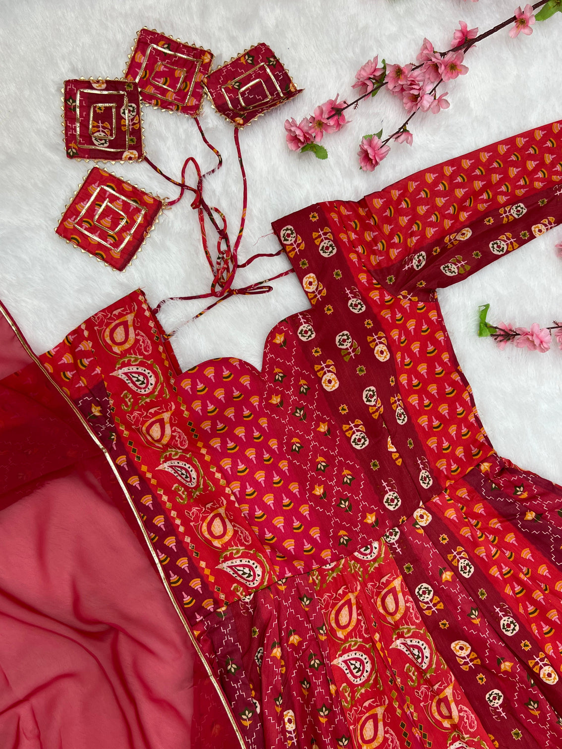 Printed Maslin Anarkali With Georgette Dupatta