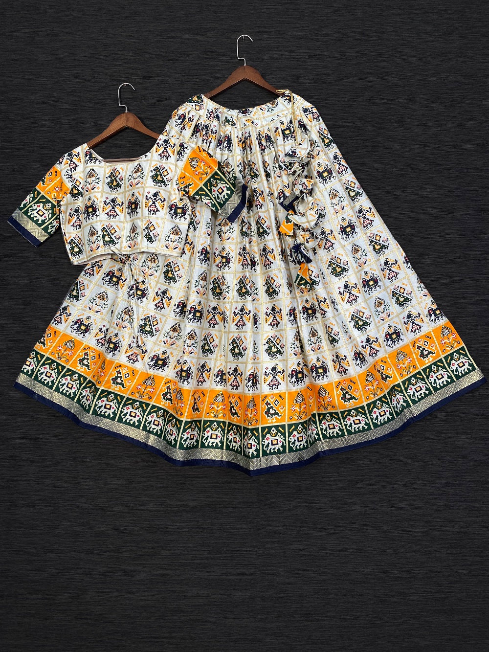 Navy Blue Color Foil And Printed Pure Cotton Lehenga Choli With Bandhej Silk Dupatta