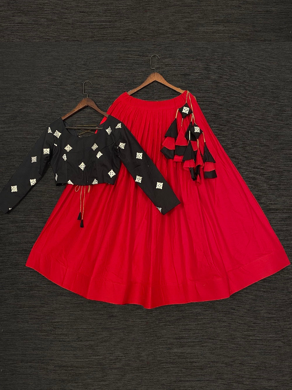 Red Color Pure Cotton Crop Top Latest Lehenga Choli