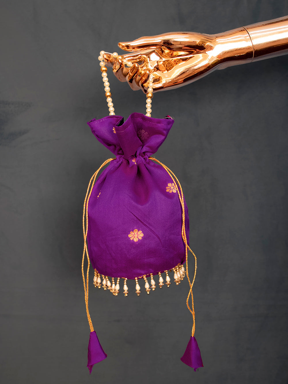 Purple Color Weaving Zari Work Jacquard Paithani Batwa