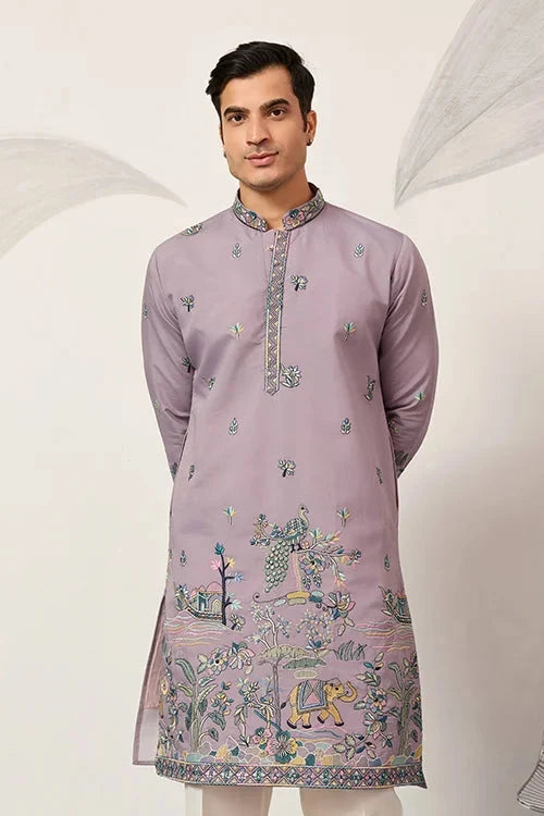 Traditional Purple Wedding Kurta for Mens Wear