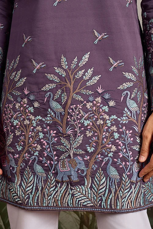Festive Look Dusty Purple Color Traditional Kurta for Mens