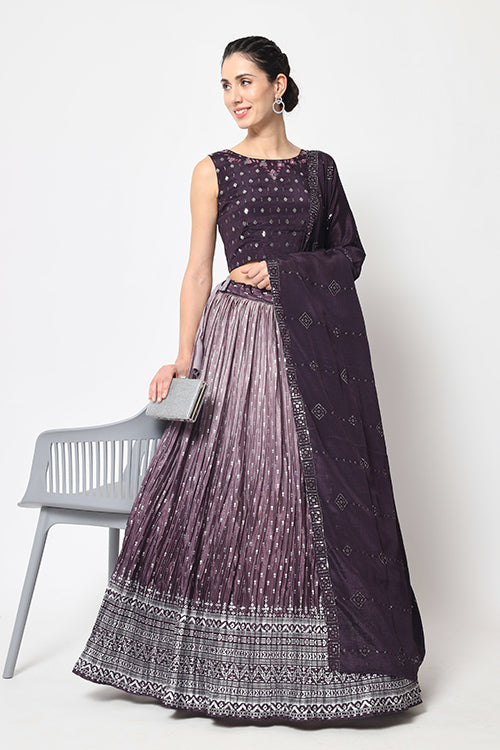 Purple Color Party Wear Lehenga Choli Set Collection