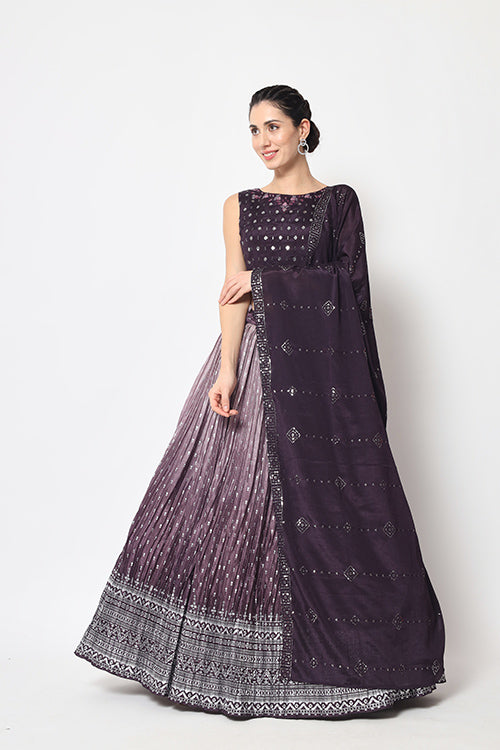 Purple Color Party Wear Lehenga Choli Set Collection
