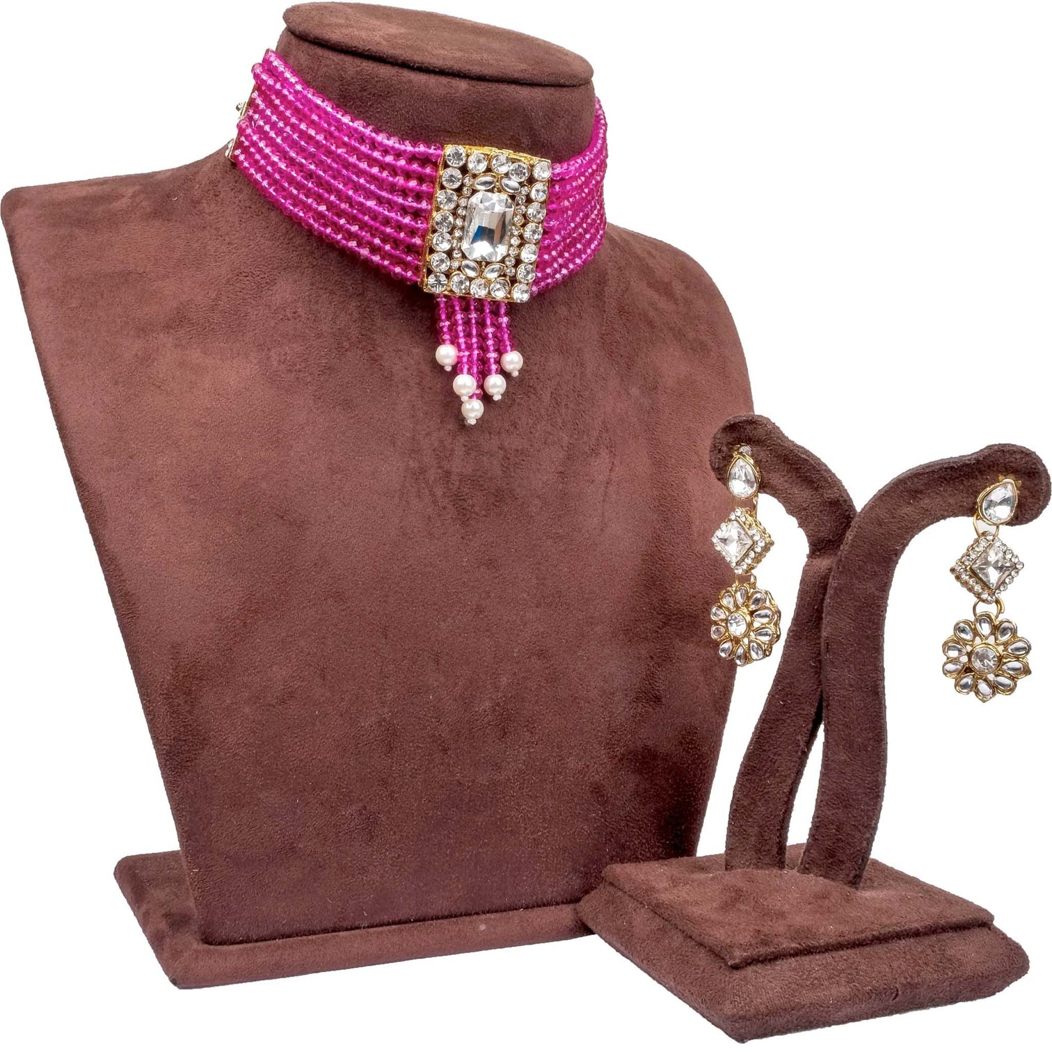 Purple Color Pearl with Dimond Necklace Alloy Jewel Set