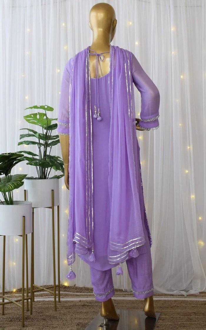 Purple Kurti Set in Georgette With Fancy Sequence Work
