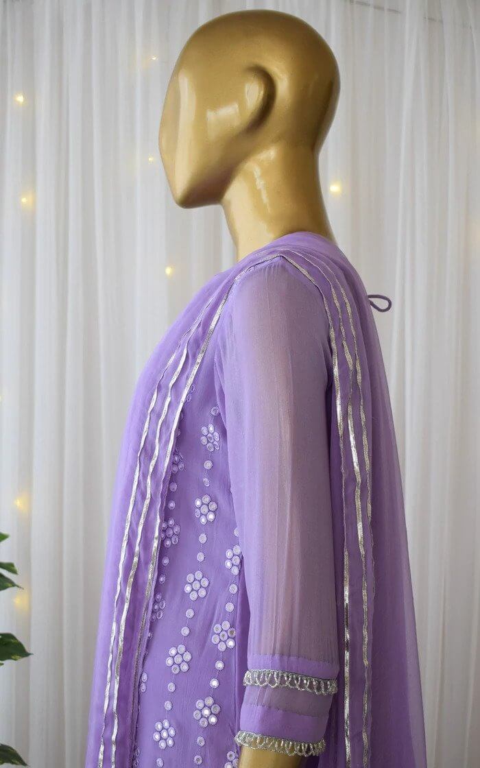 Purple Kurti Set in Georgette With Fancy Sequence Work