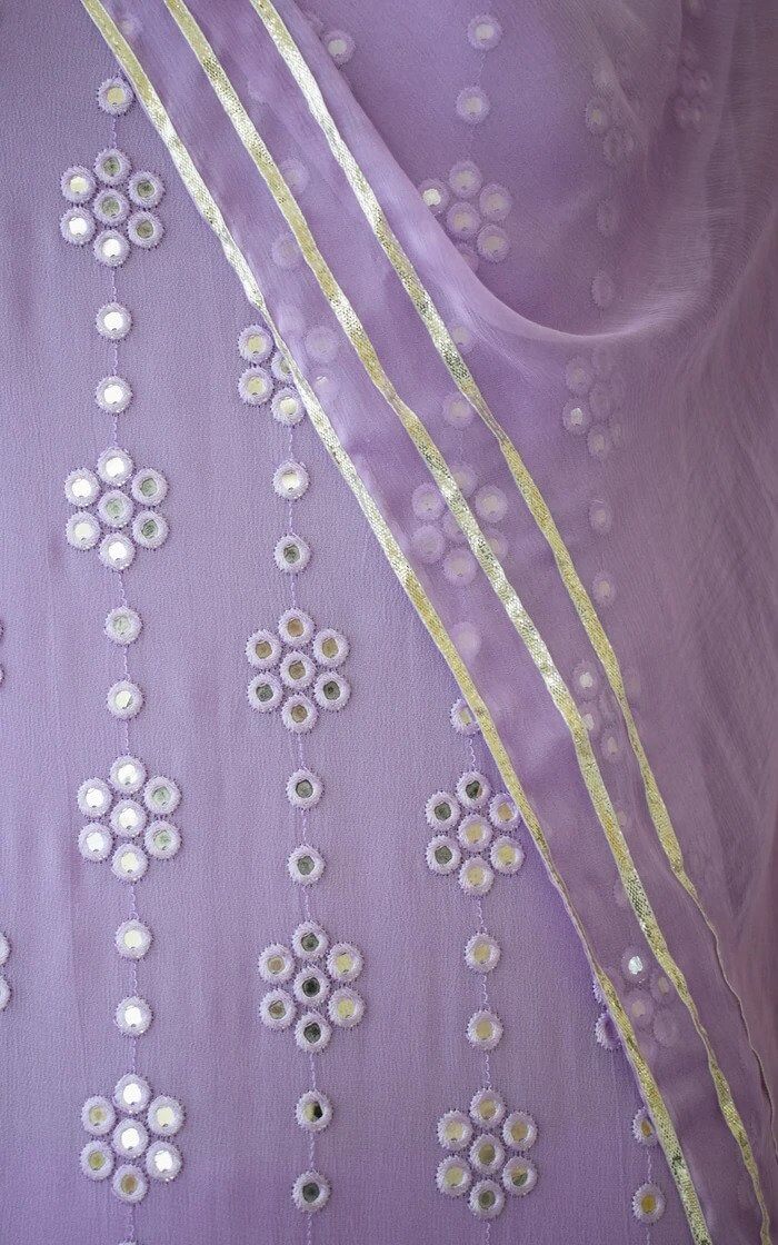 Purple Kurti Set in Georgette With Fancy Sequence Work