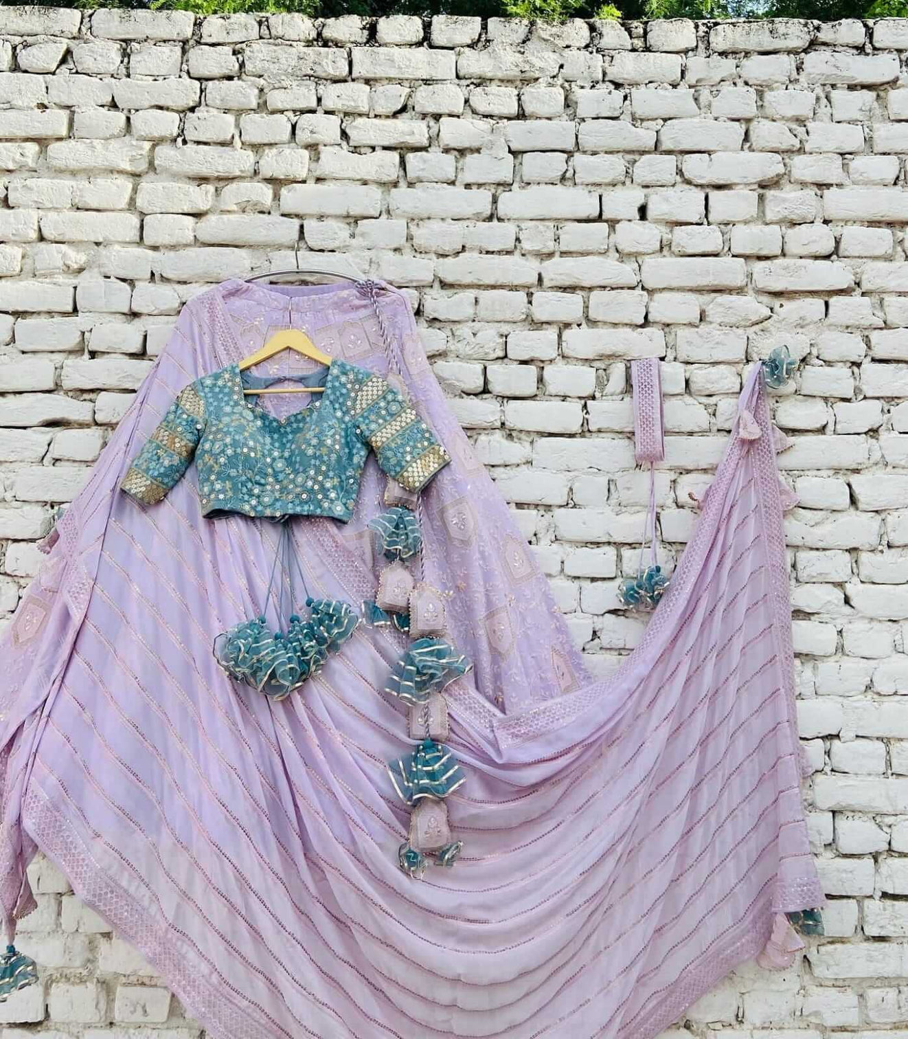 Purple Lehenga Choli in Georgette with Sequence and Zari Work